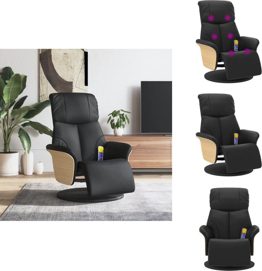 VidaXL Massagestoel Massagestoelen Massage Fauteuil Massagestoel verstelbaar met voetensteun kunstleer zwart