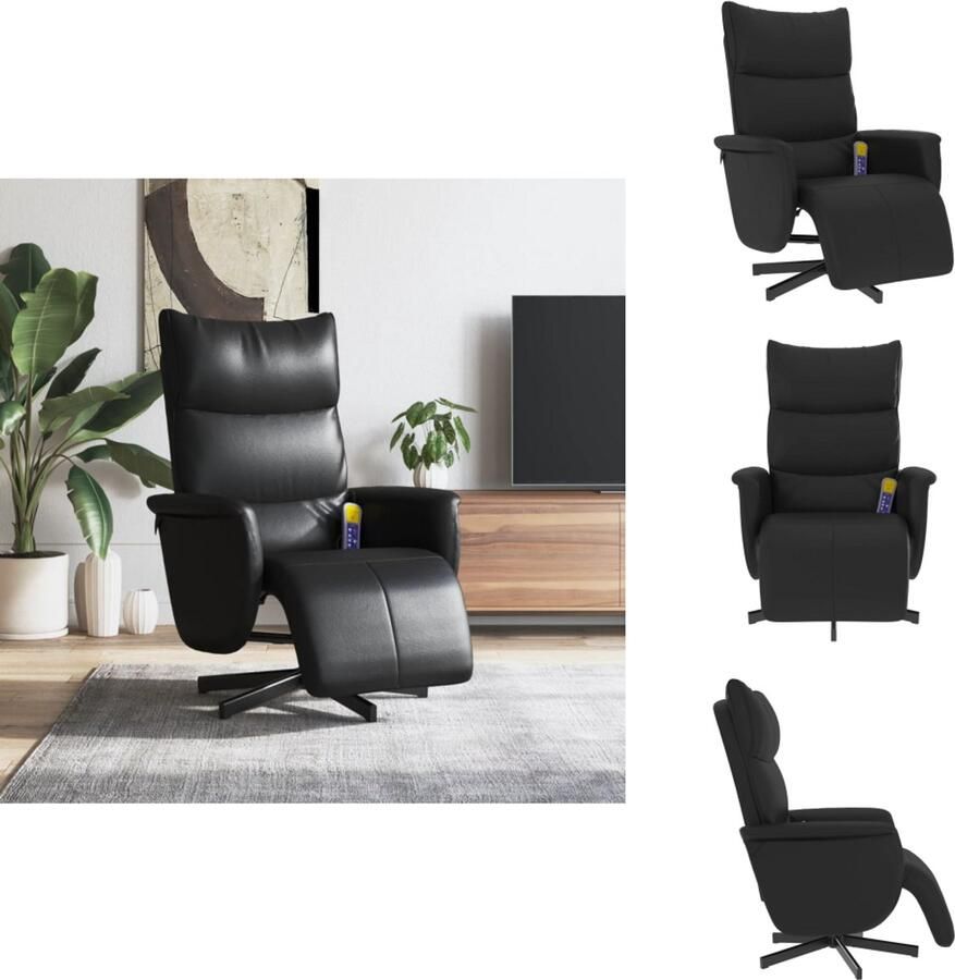 VidaXL Massagestoel Massagestoelen Massage Fauteuil Massagestoel verstelbaar met voetensteun kunstleer zwart - Foto 2