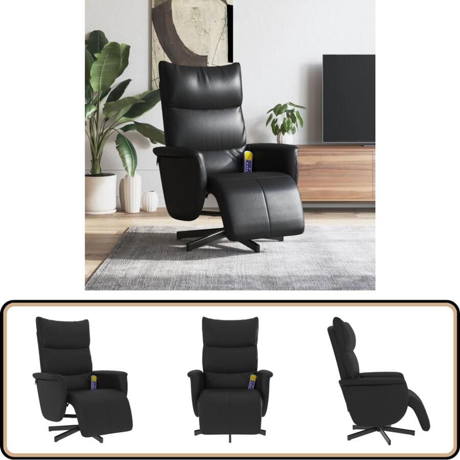 VidaXL Massagestoel Verstelbaar Kunstleer Zwart Massagestoel Massage Fauteuil Elektrische Massagestoel Relaxfauteuil Loungestoel