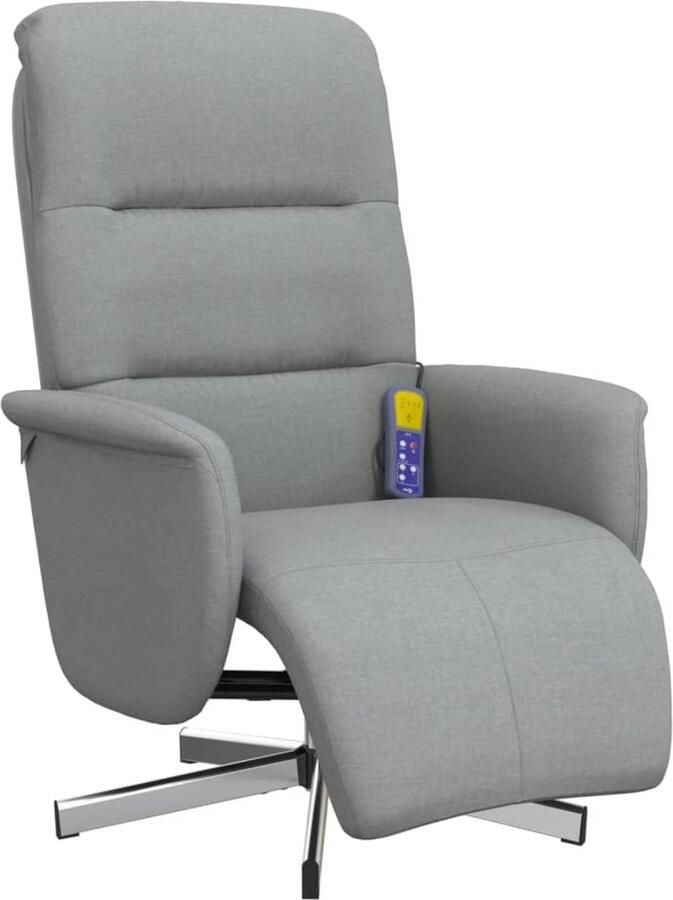 VidaXL Massagestoel Massagestoelen Massage Fauteuil Massagestoel verstelbaar met voetensteun stof lichtgrijs