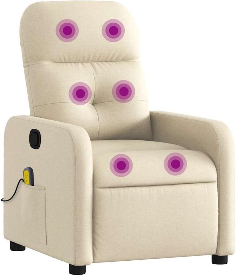 VidaXL Massagestoel verstelbaar stof crèmekleurig - Foto 2