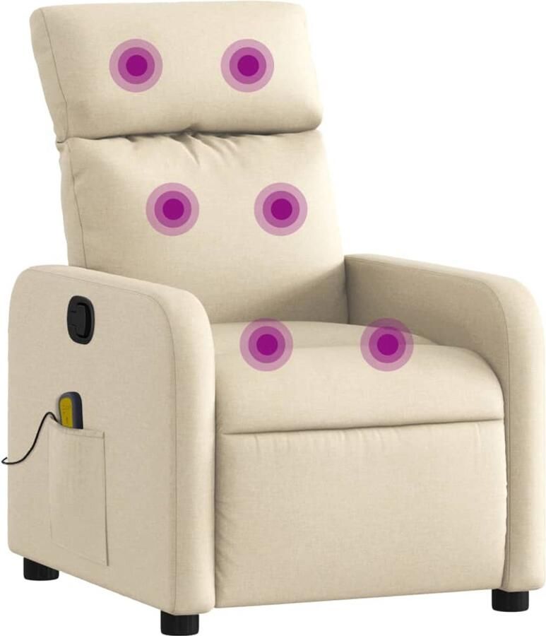 VidaXL Massagestoel verstelbaar stof crèmekleurig - Foto 3