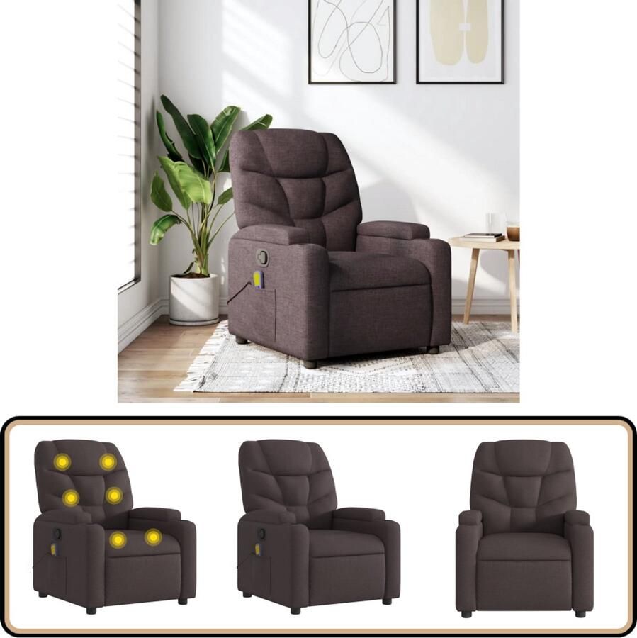 VidaXL Massagestoel Verstelbaar Stof Donkerbruin Massagestoel Verstelbare Stoel Lounge Stoel Relaxstoel Ergonomische Stoel