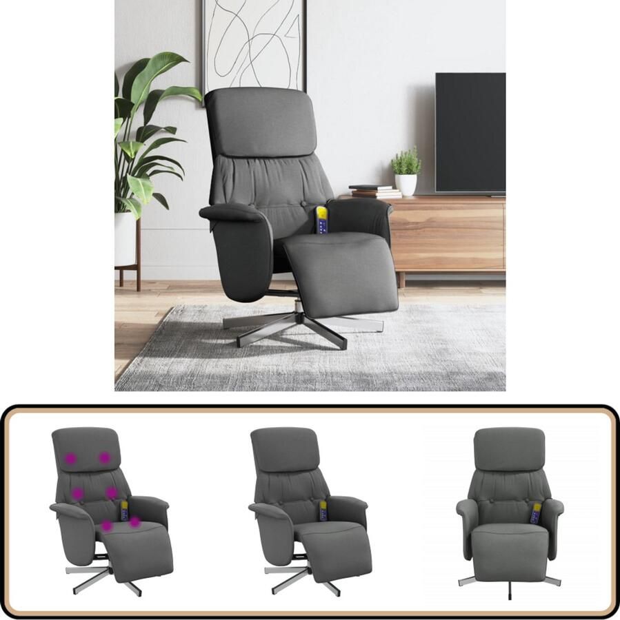 VidaXL Massagestoel Verstelbaar Stof Donkergrijs Massagestoel Verstelbare Stoel Relaxstoel Wellnessstoeltje Zithoogte