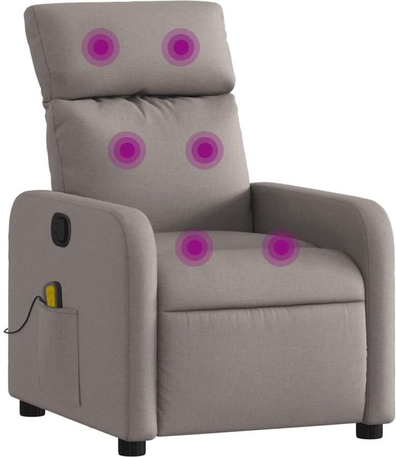 VidaXL Massagestoel verstelbaar stof taupe - Foto 2
