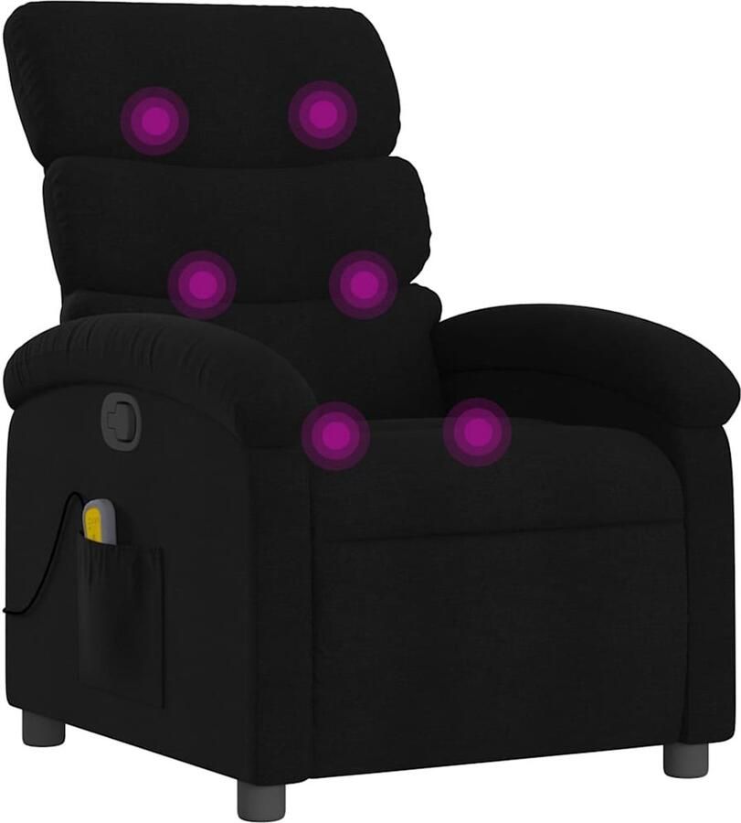 VidaXL Massagestoel verstelbaar stof zwart