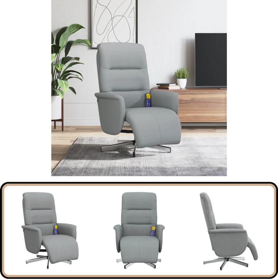 VidaXL Massagestoel Verstelbaar Voetensteun Lichtgrijs Massagestoel Ergonomische Stoel Relaxstoel Lounge Stoel Elektrische Massage