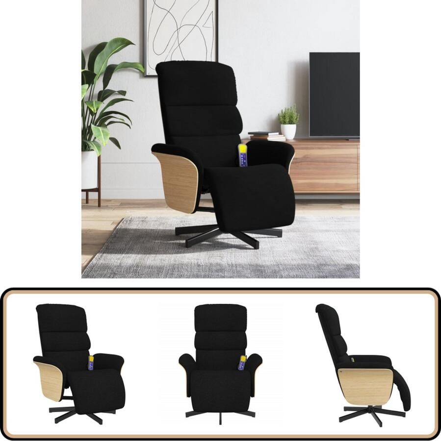 VidaXL Massagestoel Verstelbaar Voetensteun Zwart Massagestoel Relaxstoel Massage Fauteuil Elektrische Massage Wellness