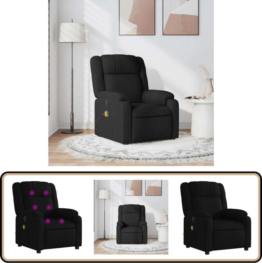 VidaXL Massagestoel Verstelbaar Zwart 6-punts Massagestoel Relaxstoel Ergonomische Stoel Elektrische Massage Lounge Stoel
