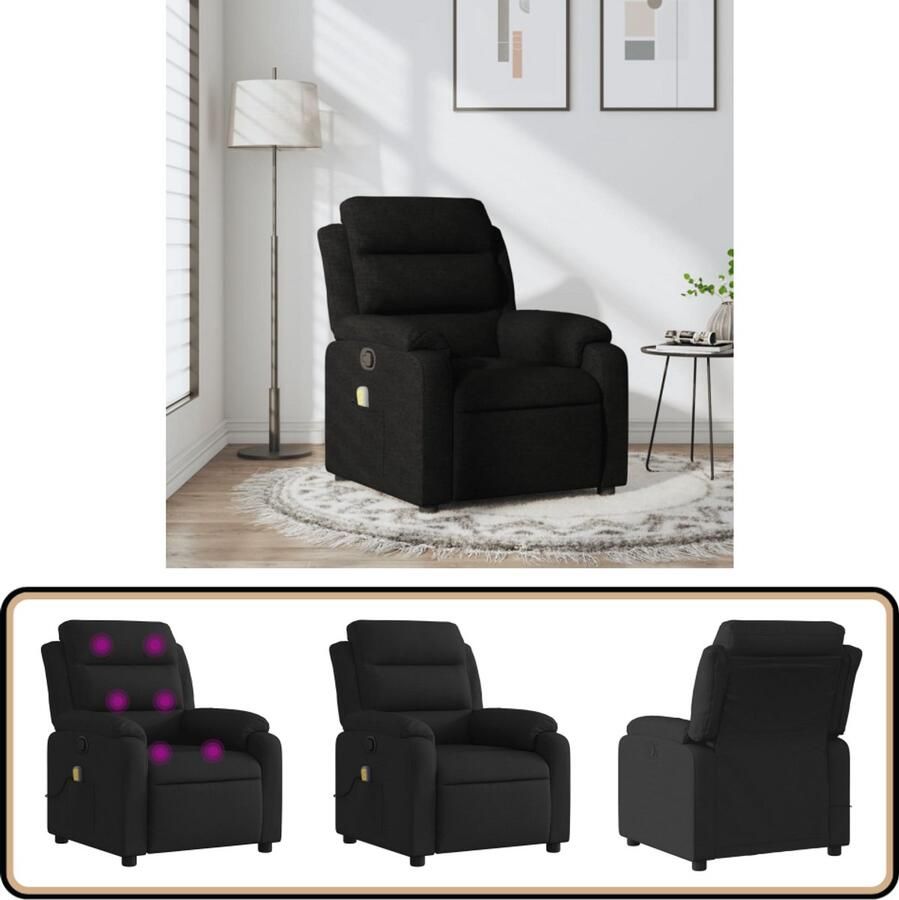 VidaXL Massagestoel Verstelbaar Zwart Massagestoel Relaxstoel Ergonomische Stoel Elektrische Massage Lounge Stoel - Foto 2
