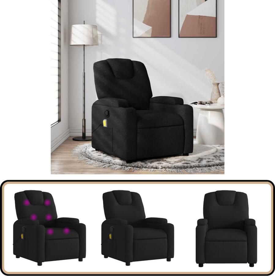 VidaXL Massagestoel Verstelbaar Zwart Massagestoel Relaxstoel Loungestoel Zwarte Stoel Elektrische Massage