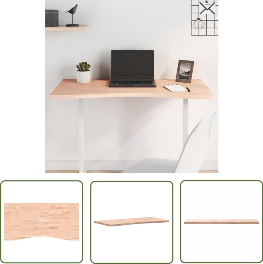 The Living Store Bureaublad 100x(45-50)x2 5 cm massief beukenhout Bureau Blad Massief Beukenhout Houten Bureau Kantoormeubel Home Office
