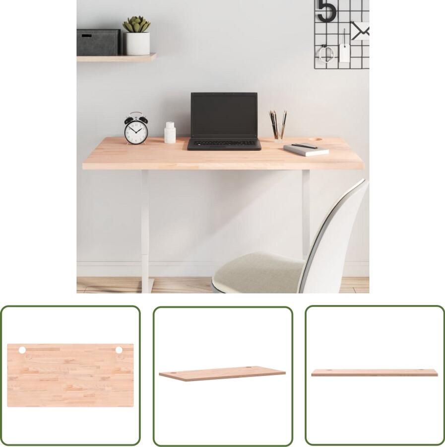 The Living Store Bureaublad 110x55x2 5 cm massief beukenhout Bureau Blad Massief Beukenhout Bureau Schrijfblad Eettafel