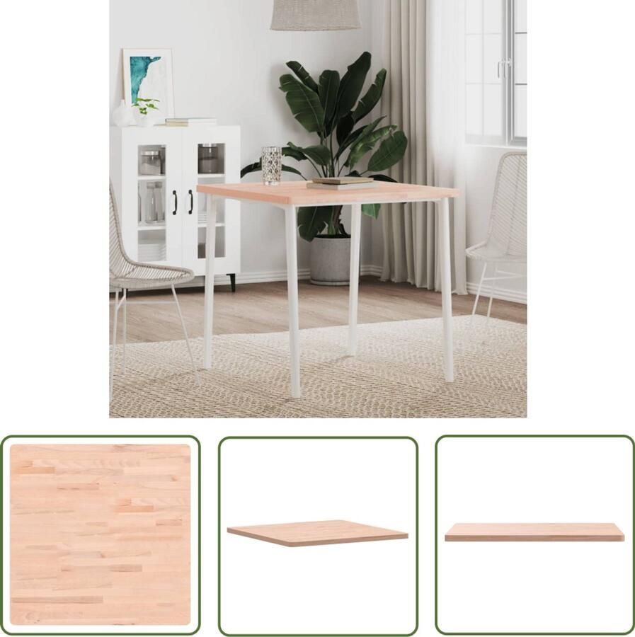 VidaXL Massief Beukenhouten Tafelblad 70x70 cm Massief Beukenhouten Tafelblad Vierkante Tafelblad Eetkamertafel Salontafel Tafeltje Vintage Tafelblad Industrieel Tafelblad Hout Tafelblad