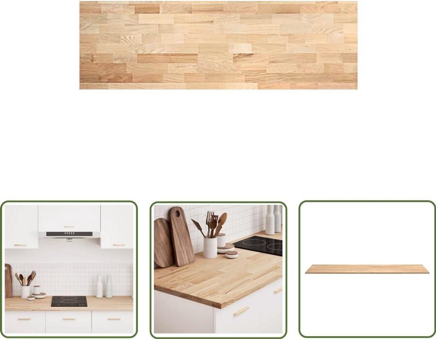The Living Store Keuken werkblad rechthoekig 200x63 5x2 7 cm massief eikenhout Eikenhouten Keukenblad Massief Eiken Hout Keuken Werk Blad Kookeiland Blad Werkblad
