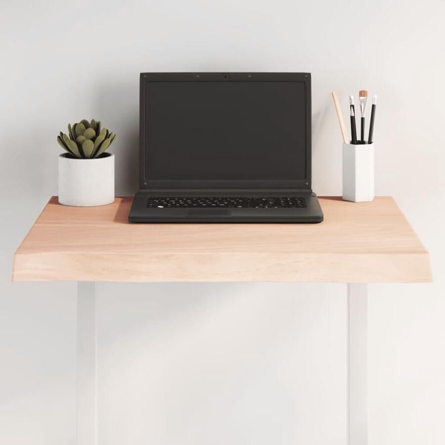 The Living Store Eikenhouten Tafelblad 60 x 50 x 4 cm Onbehandeld Massief Eikenhout Eikenhouten Tafelblad Massief Eikenhout Tafelblad Vervangen Vintage Tafelblad Landelijke Tafel - Foto 2