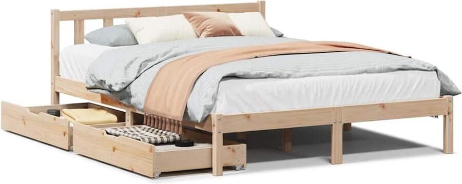 VidaXL Massief Grenen Bedframe 120x190cm met Lades