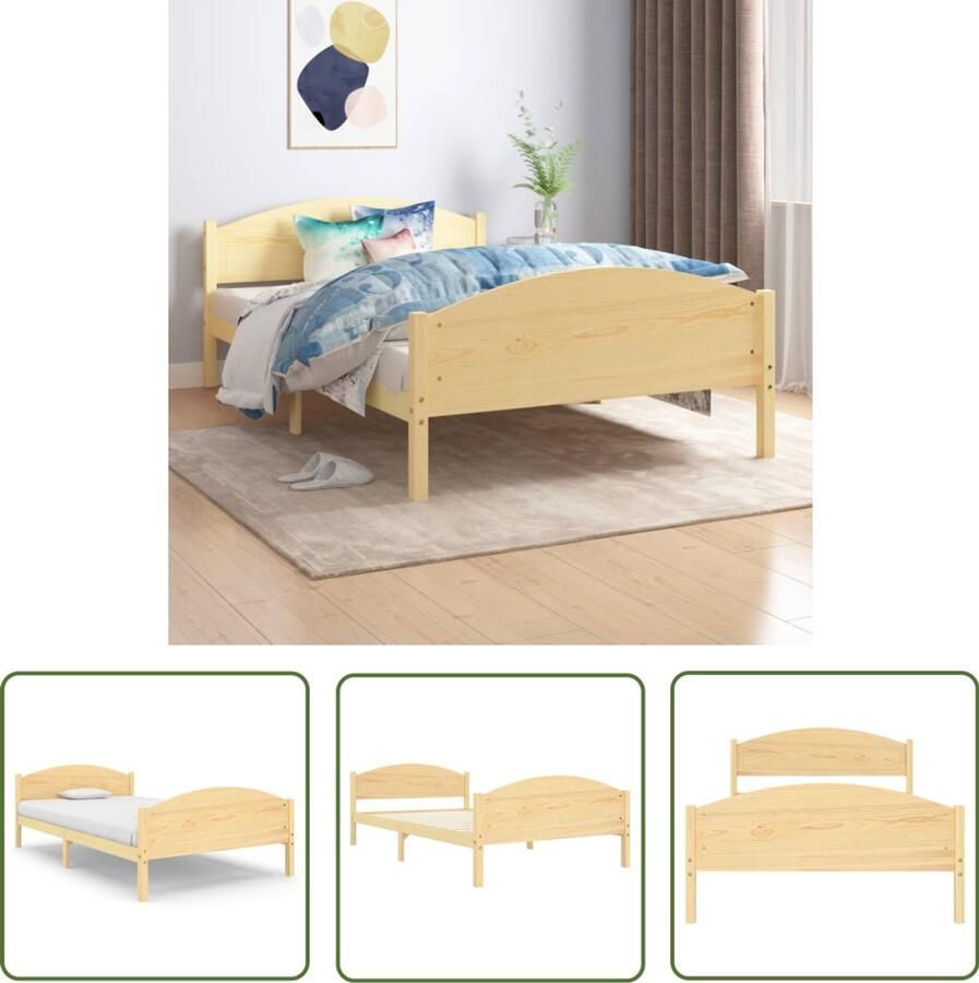 VidaXL Massief Grenen Bedframe 120x200 cm Massief Houten Bed Grenenhouten Bed Bedframe Boxspring Bed Slaapcomfort Slaapkamer Decoratie Modern Bed Minimalistisch Bed Rustiek Bed King Size Bed Single Bed