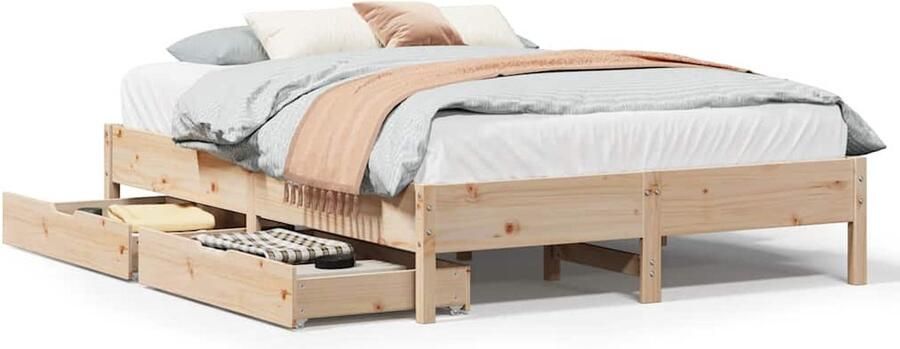 VidaXL Bedframe 140x200 cm met Lades Grenenhout