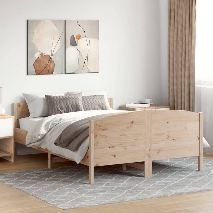 VidaXL Massief Grenen Bedframe 150x200 cm Massief Grenenhout Bed Frame Bruin Bed Frame Tweepersoons Bed Frame Bed Frame 150x200 Houten Bed Frame Bed Frame Met Lattenbodem - Foto 2