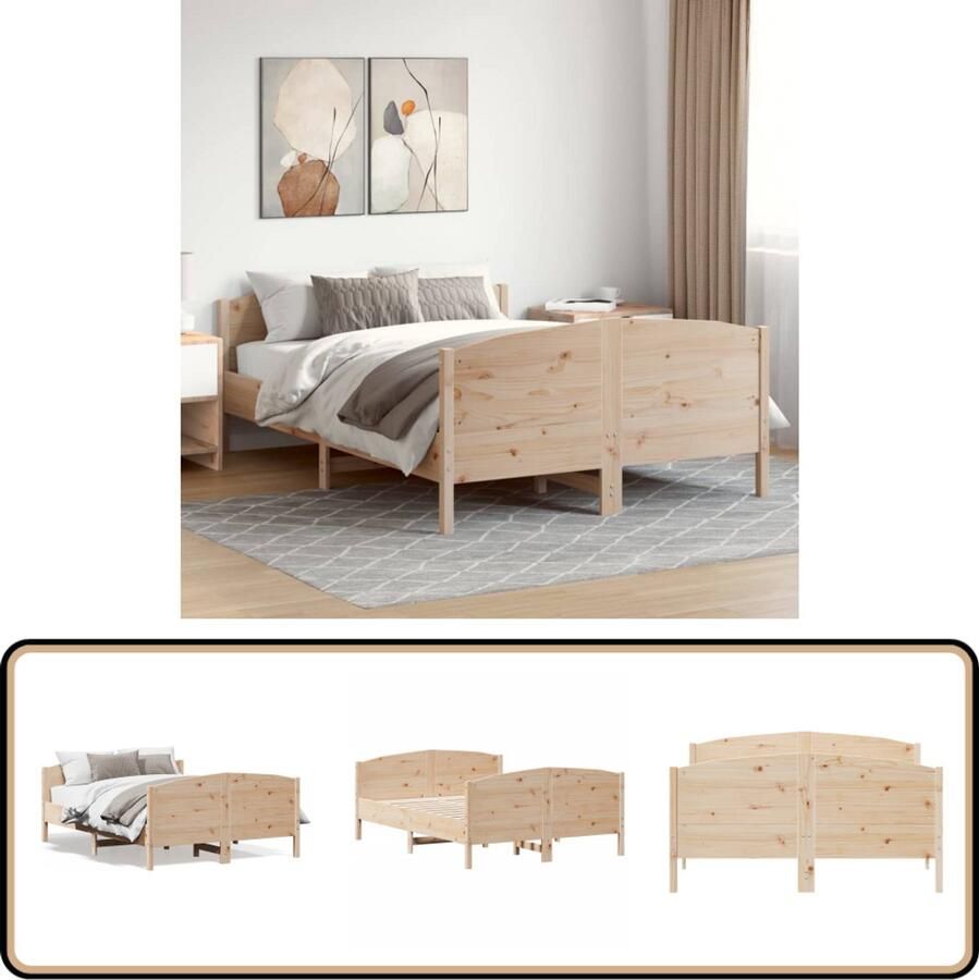 VidaXL Massief Grenen Bedframe 150x200 cm Massief Grenenhout Bed Frame Bruin Bed Frame Tweepersoons Bed Frame Bed Frame 150x200 Houten Bed Frame Bed Frame Met Lattenbodem