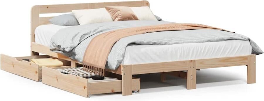 VidaXL Massief Grenen Bedframe 160x200 cm