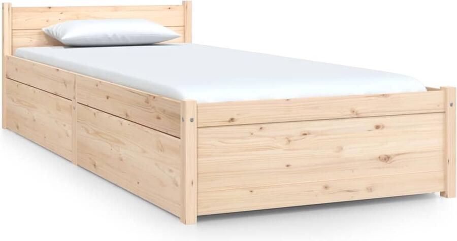 VidaXL Massief Grenen Bedframe met Lades 75x190 cm Houten Bed Frame Grenenhout Bedframe Met Opberglaadjes Tweepersoons Bedframe Klein Enkel Bedframe Stapelbare Bedbodems - Foto 2