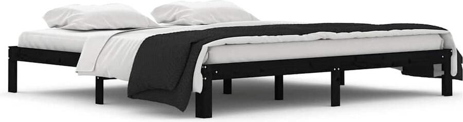 VidaXL Massief Grenen Bedframe Zwart 200x200 cm Houten Bedframe Tweepersoons Bed Zwarte Bedframe Modern Bedframe Grenenhout Bedframe Massief Hout Bedframe - Foto 2