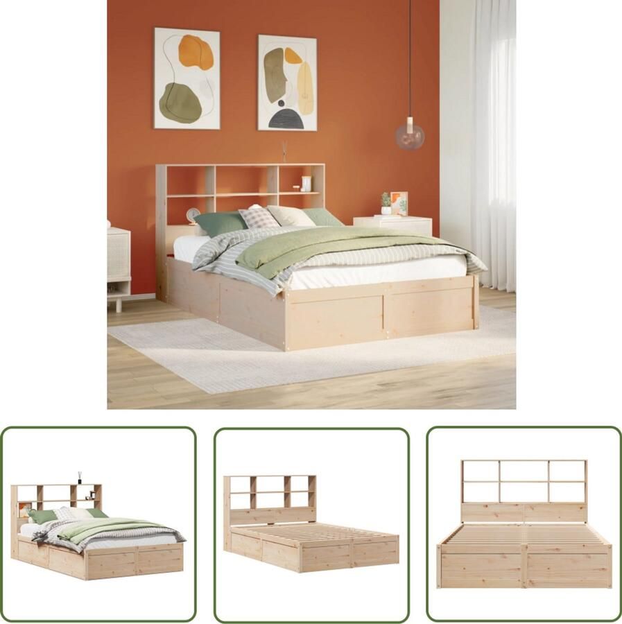 VidaXL Massief Grenenhout Bedframe zonder matras massief grenenhout 120x190 cm Bed Slaapkamer Hoofdbord