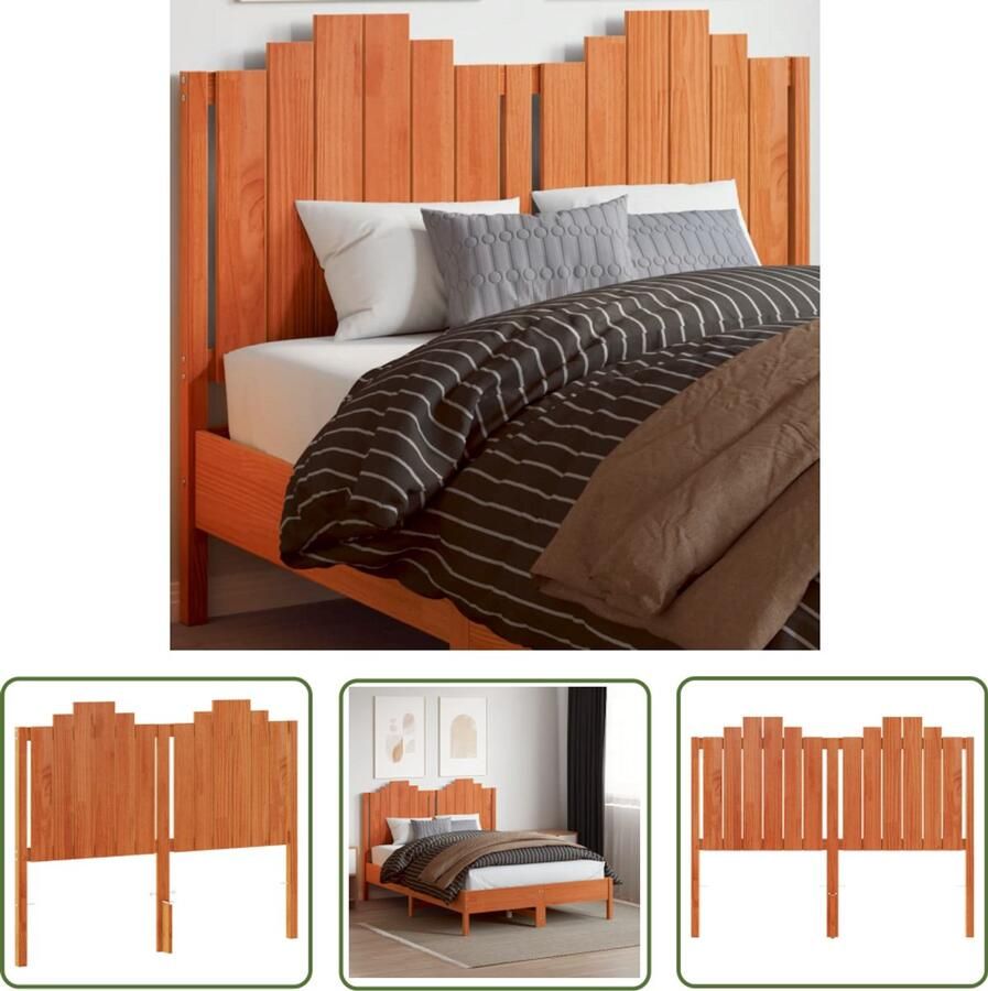 The Living Store Hoofdbord 135 cm massief grenenhout wasbruin Hoofdbord Massief Grenenhout Bruine Hoofdbord Vintage Hoofdbord Landelijke Hoofdbord