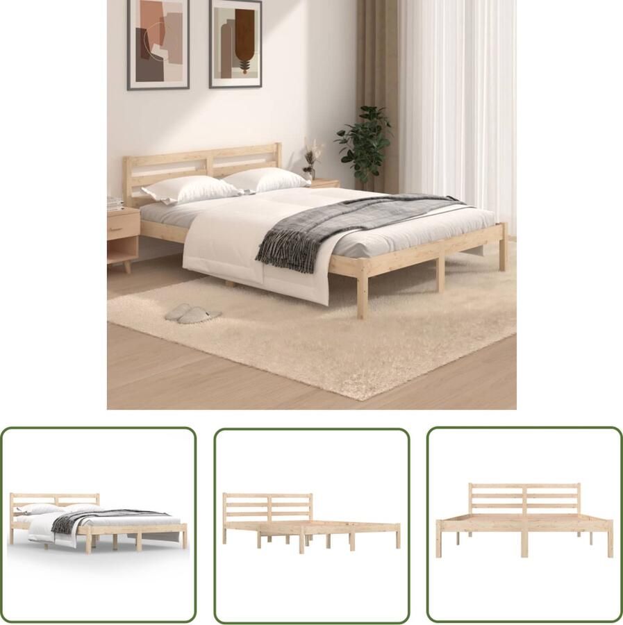 The Living Store Houten Bedframe Grenenhout 195.5 x 125.5 x 69.5 cm Stevige Lattenbodem Comfortabel Hoofdeinde Houten Bed Frame Massief Grenenhout Bed Frame 120x190 Comfortabel Hoofdeinde Stevige Lattenbodem - Foto 2