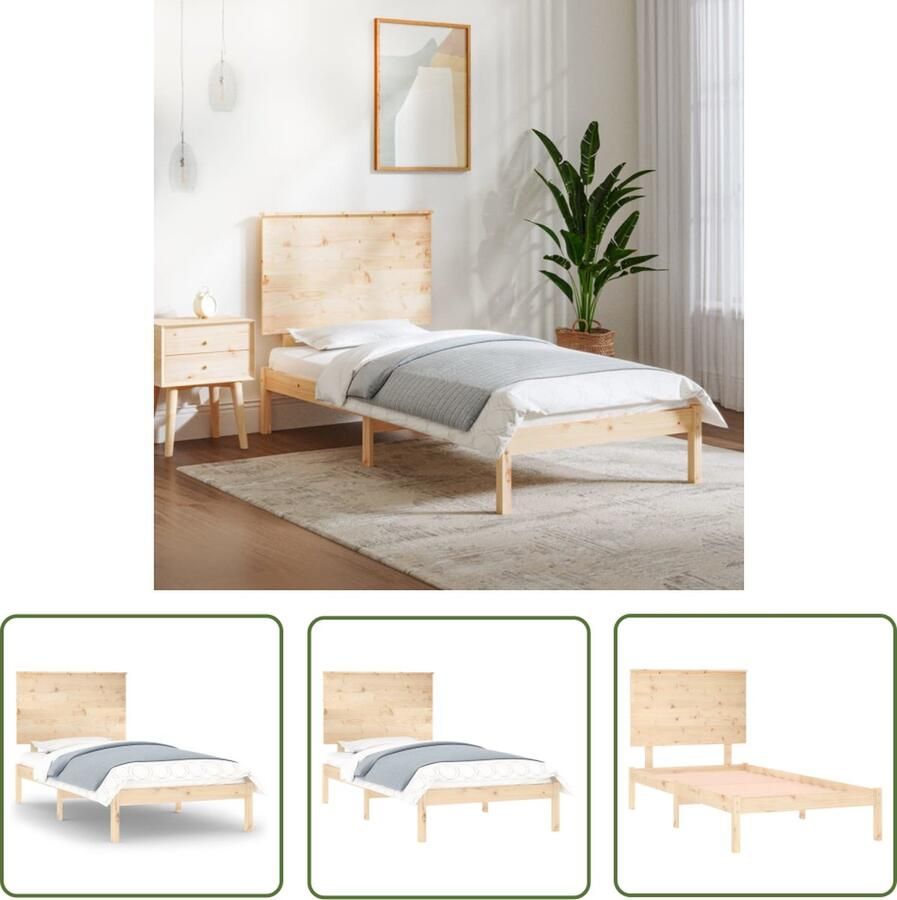 The Living Store Houten Bedframe 195.5 x 80.5 x 93.5 cm Massief Grenenhout Houten Bed Frame Massief Grenenhout Tweepersoons Bed Enkel Bed Klein Bed