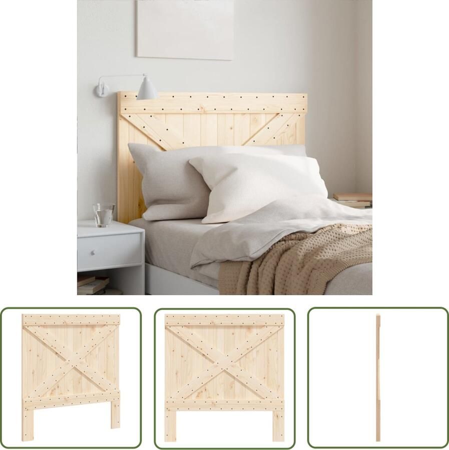 The Living Store Houten Hoofdeinde Massief Grenenhout 100 x 3.5 x 104 cm Houten Hoofdbord Massief Grenenhout Hoofdeinde Bed Rustic Design Slaapkamervloerisdecoratie