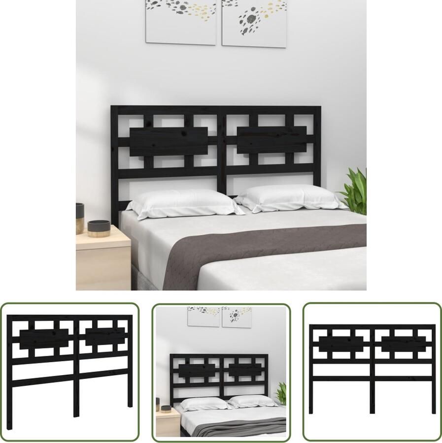 The Living Store Houten Hoofdeinde Zwarte Massief Grenenhout 205.5 x 4 x 100 cm Montage vereist Houten Hoofdeinde Massief Grenenhout Hoofdbord Zwart Landelijk Meubilair Vintage Hoofdbord