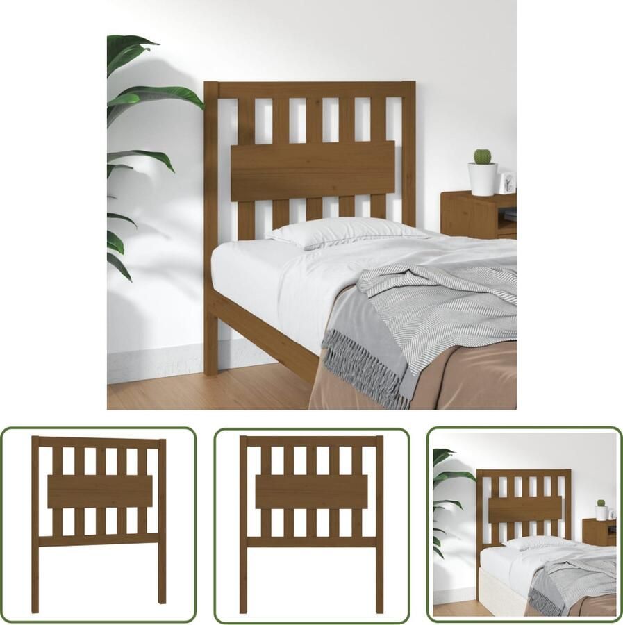 The Living Store Hoofdbord 80 5x4x100 cm massief grenenhout honingbruin Houten Hoofdeinde Massief Grenenhout Bruine Kleur Landelijk Design Comfortabel Leeshoek