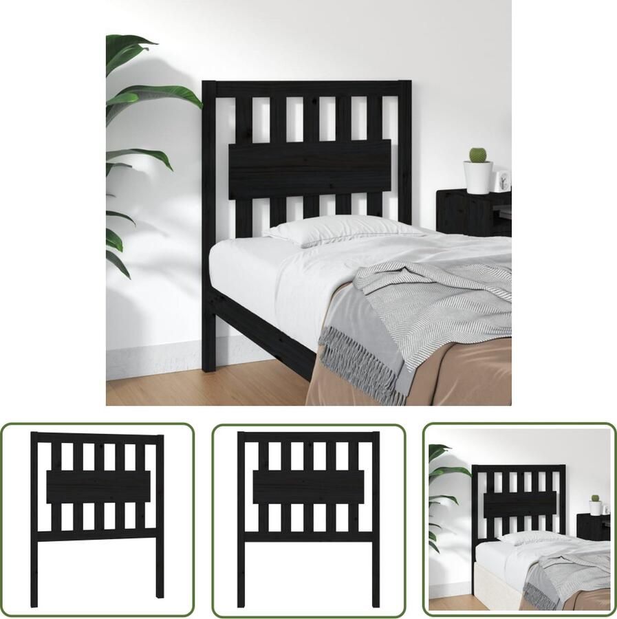 The Living Store Houten Hoofdeinde Massief Grenenhout 80.5 x 4 x 100 cm Rustieke Charme Houten Hoofdeinde Massief Grenenhout Rustieke Charme Hoofdbord Zwart Beddecoratie