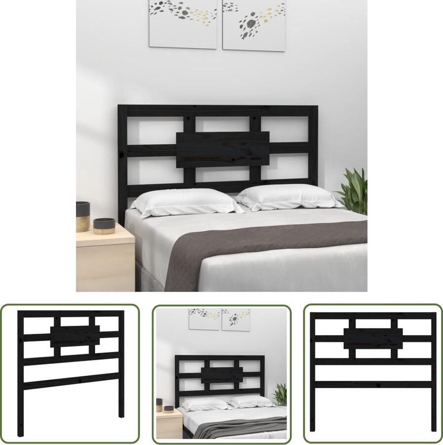 The Living Store Houten Hoofdeinde 95.5 x 4 x 100 cm Zwart Massief Grenenhout Houten Hoofdeinde Massief Grenenhout Hoofdbord Zwart Landelijke Woonstijl Comfortabel Leeshoofd