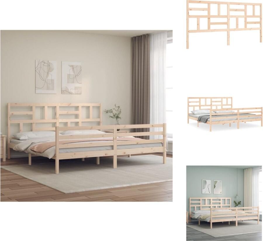 VidaXL Massief Grenenhouten Bedframe 205.5 x 205.5 x 104 cm Multiplex lattenbodem Bed