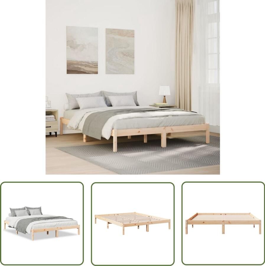VidaXL Massief Hout Bed Frame Bedframe extra lang zonder matras massief grenenhout 160x210 cm Grenen Tweepersoonsbed Kingsize Bed