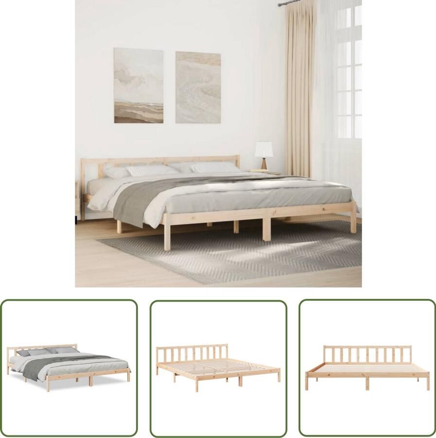 VidaXL Massief Hout Bed Frame Bedframe extra lang zonder matras massief grenenhout 200x210 cm Grenenhout King Size Bed Tweepersoonsbed