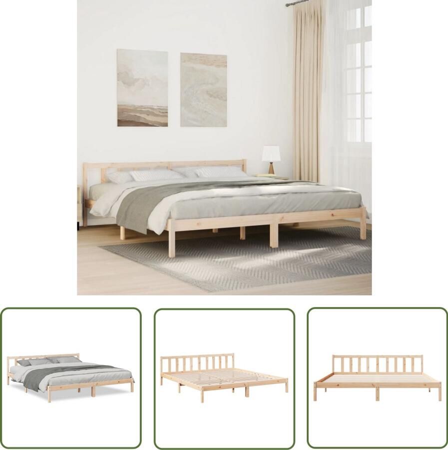 VidaXL Massief Hout Bed Frame Bedframe extra lang zonder matras massief grenenhout 200x220 cm Grenen Kingsize Bed Tweepersoonsbed