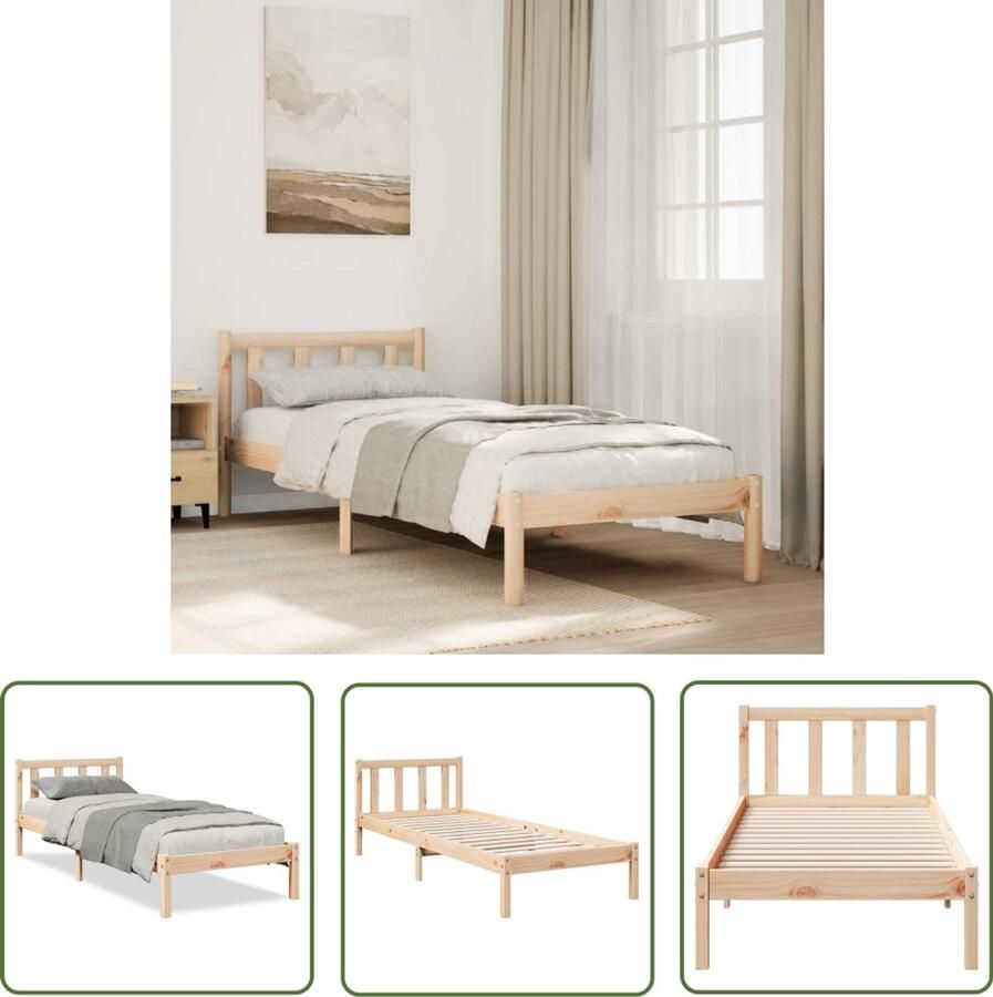 VidaXL Massief Hout Bed Frame Bedframe extra lang zonder matras massief grenenhout 80x220 cm Grenen King Size Bed Tweepersoonsbed