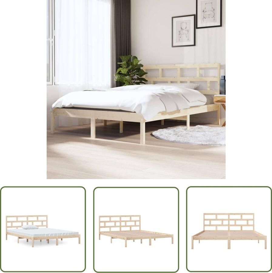 The Living Store Bedframe massief hout 120x190 cm 4FT Small Double Bedframe Bedframes Bed Bedbodem Ledikant Bed Frame Massief Houten Bedframe Slaapmeubel Tweepersoonsbed Bedden Bedbodems - Foto 3