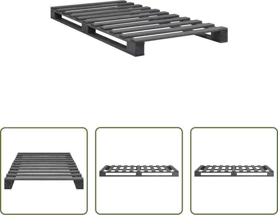 VidaXL Bedframe pallet massief grenenhout grijs 100x200 cm Pallet Bedframe Massief Hout Bed Grenenhouten Bed Tweepersoons Bed Grijs Bedframe