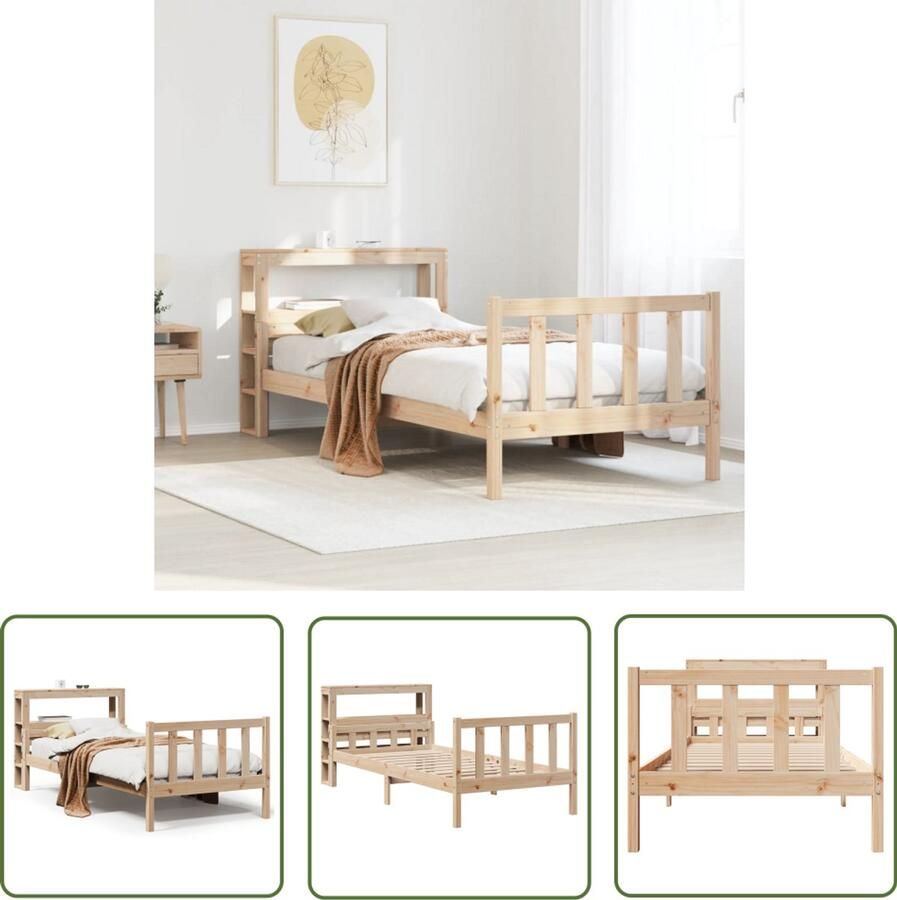 VidaXL Massief Hout Bedframe zonder matras massief grenenhout 100x200 cm Grenenhout Bed Slaapkamer