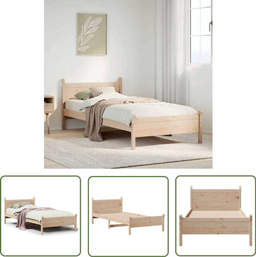 VidaXL Bedframe zonder matras massief grenenhout 100x200 cm Bedframe Massief Hout Grenenhout Boxspring Slaapcomfort