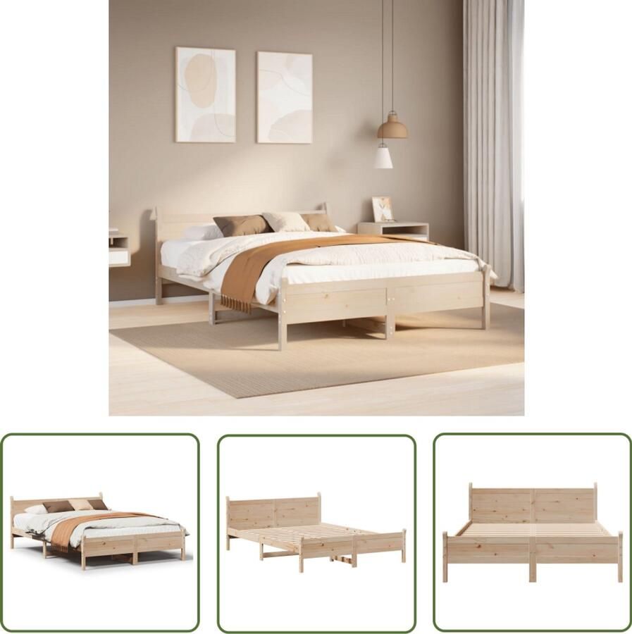 VidaXL Bedframe zonder matras massief grenenhout 150x200 cm Bedframe Massief Hout Grenenhout Boxspring Slaapcomfort