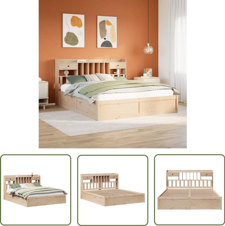 VidaXL Massief Hout Bedframe zonder matras massief grenenhout 180x200 cm Grenenhout Bed Slaapkamer