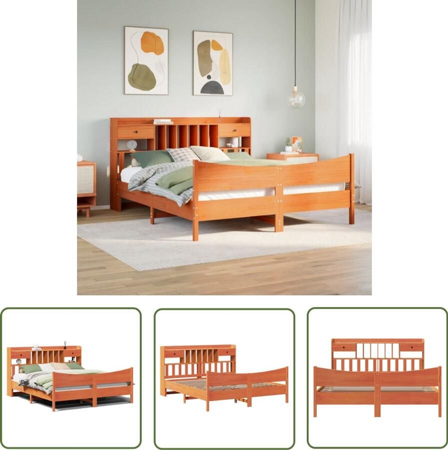 VidaXL Massief Hout Bedframe zonder matras massief grenenhout wasbruin 180x200 cm Grenenhout Bed Slaapkamers