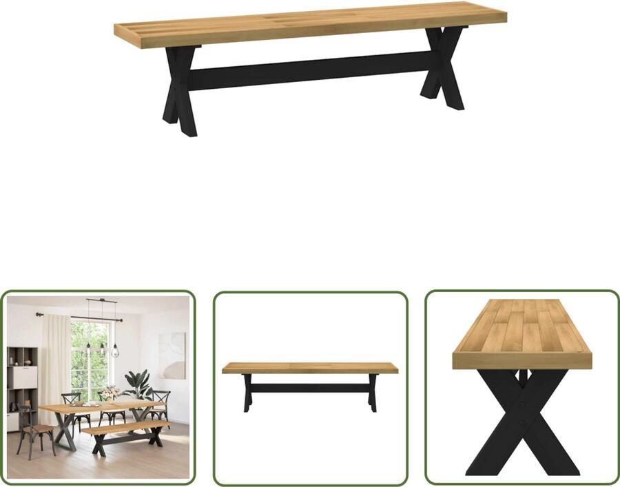 VidaXL Eetbank NOAIN 180x40x45 cm Massief Hout Eetbank Massief Hout Keukenbank Salontafel Dining Table